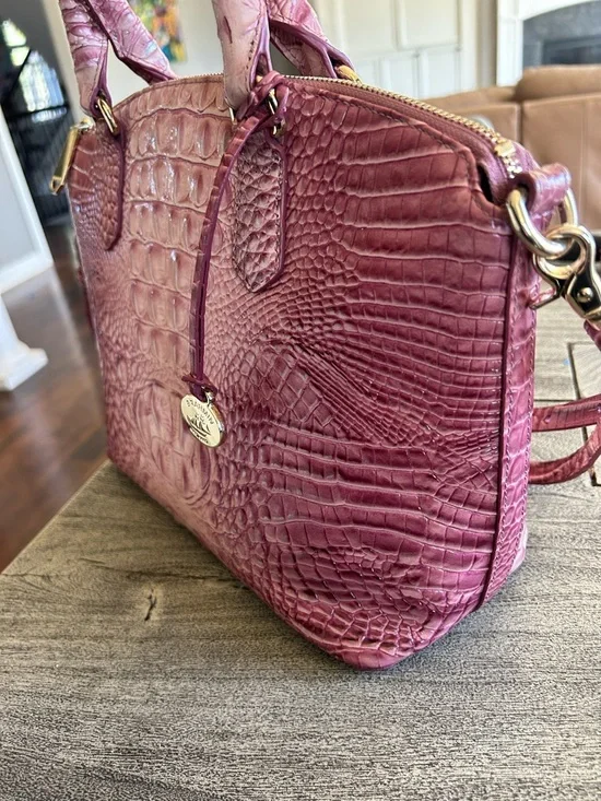 Brahmin Croc-Embossed Satchel Bag - pink medium Duxbury - Picture 3 of 6